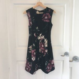 Dynamite black floral fit and flare dress